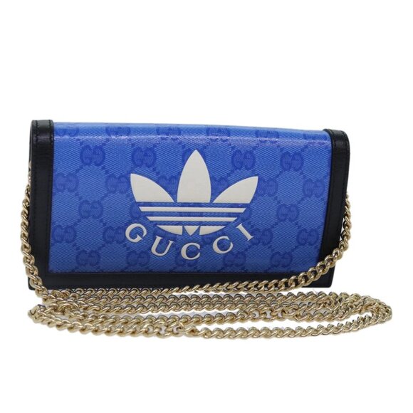 GUCCI GG Supreme Adidas Collaboration Chain Shoulder Wallet - Picture 1 of 15